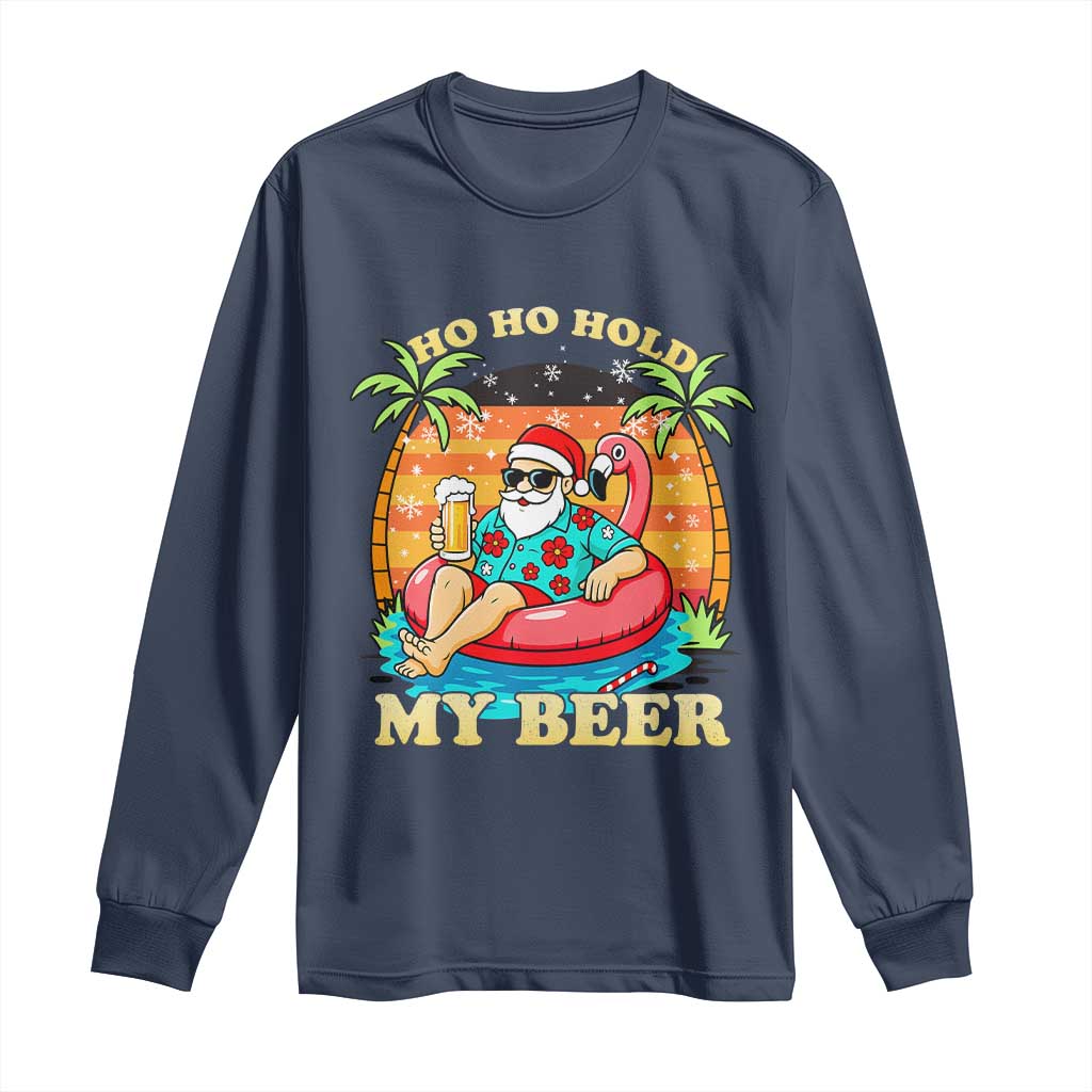 Santa Beer Christmas Long Sleeve Shirt Ho Ho Ho My Beer - Wonder Print Shop