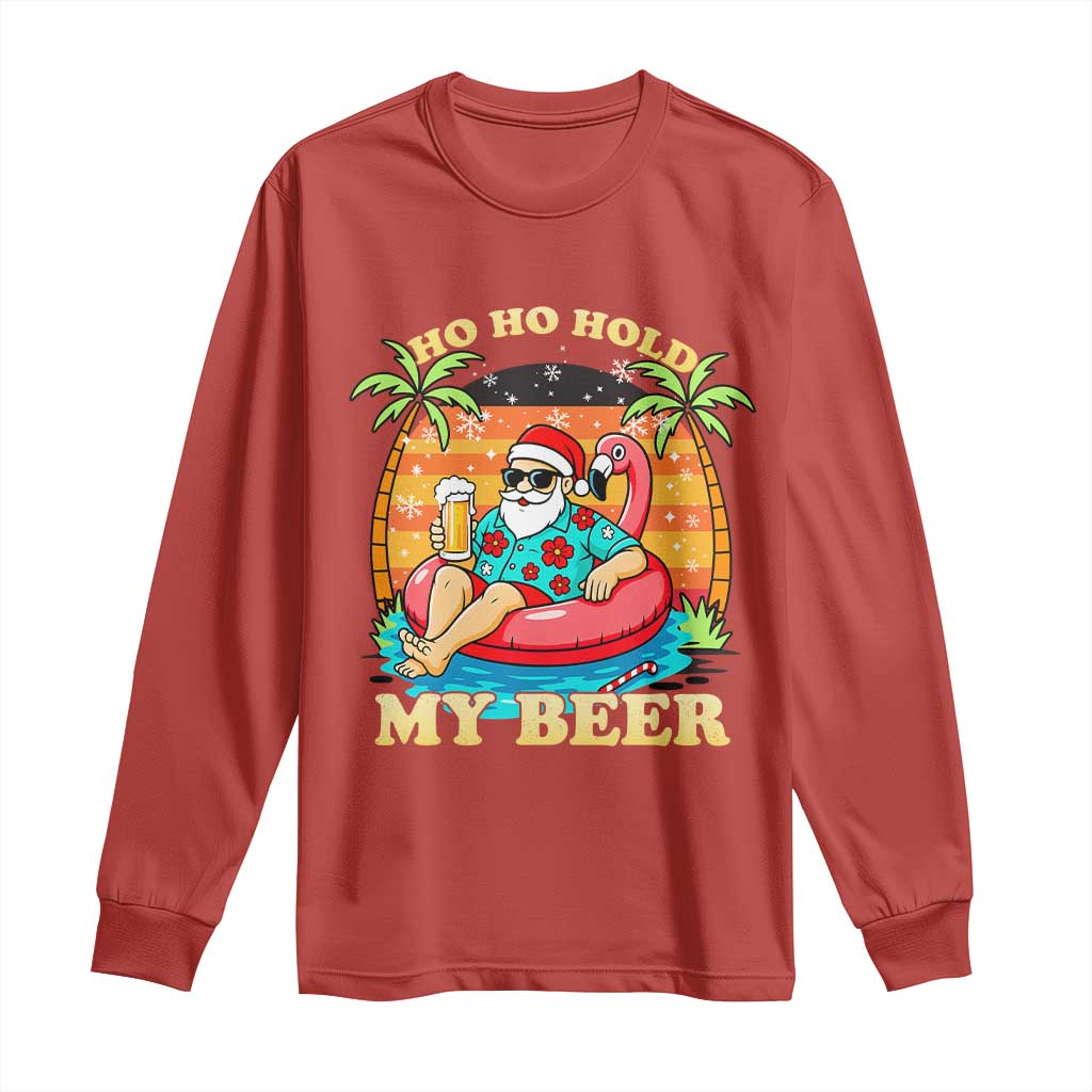 Santa Beer Christmas Long Sleeve Shirt Ho Ho Ho My Beer - Wonder Print Shop