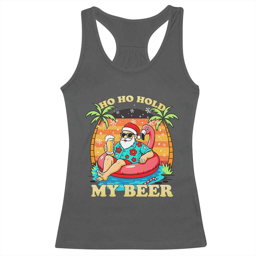 Santa Beer Christmas Racerback Tank Top Ho Ho Ho My Beer - Wonder Print Shop