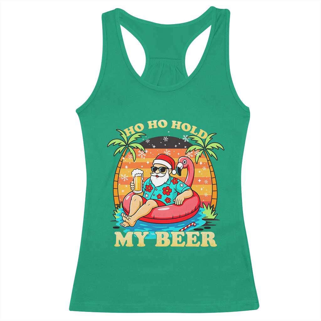Santa Beer Christmas Racerback Tank Top Ho Ho Ho My Beer - Wonder Print Shop