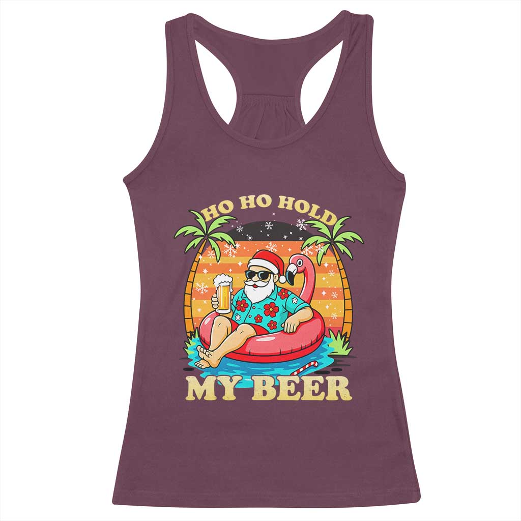 Santa Beer Christmas Racerback Tank Top Ho Ho Ho My Beer - Wonder Print Shop