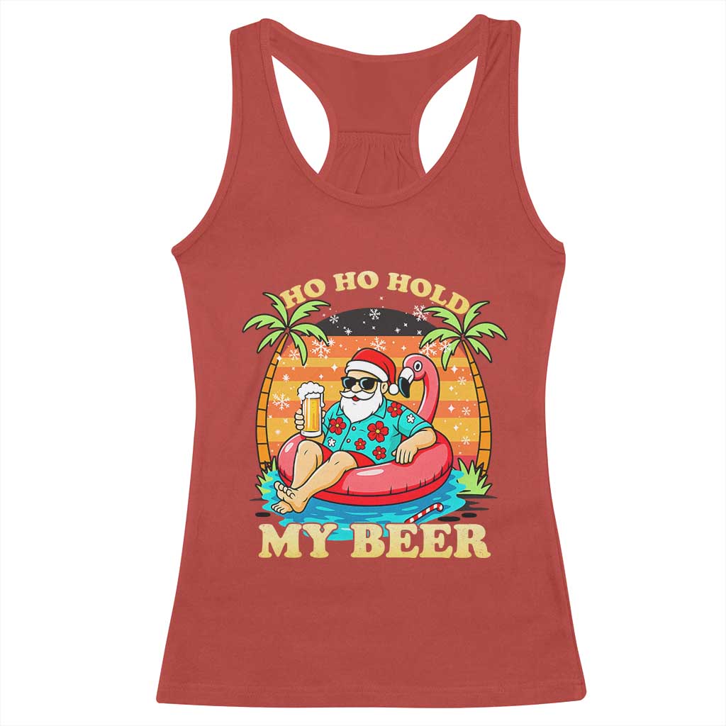 Santa Beer Christmas Racerback Tank Top Ho Ho Ho My Beer - Wonder Print Shop