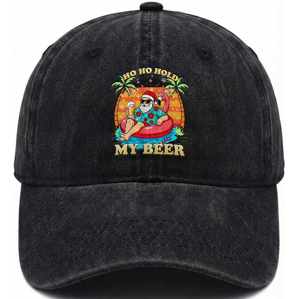 Santa Beer Christmas Washed Cotton Baseball Cap Ho Ho Ho My Beer