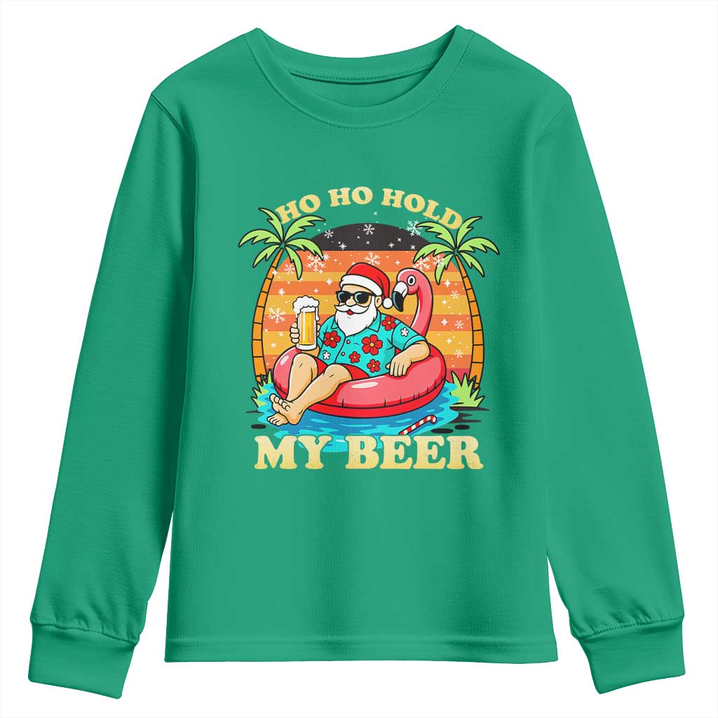Santa Beer Christmas Youth Sweatshirt Ho Ho Ho My Beer - Wonder Print Shop