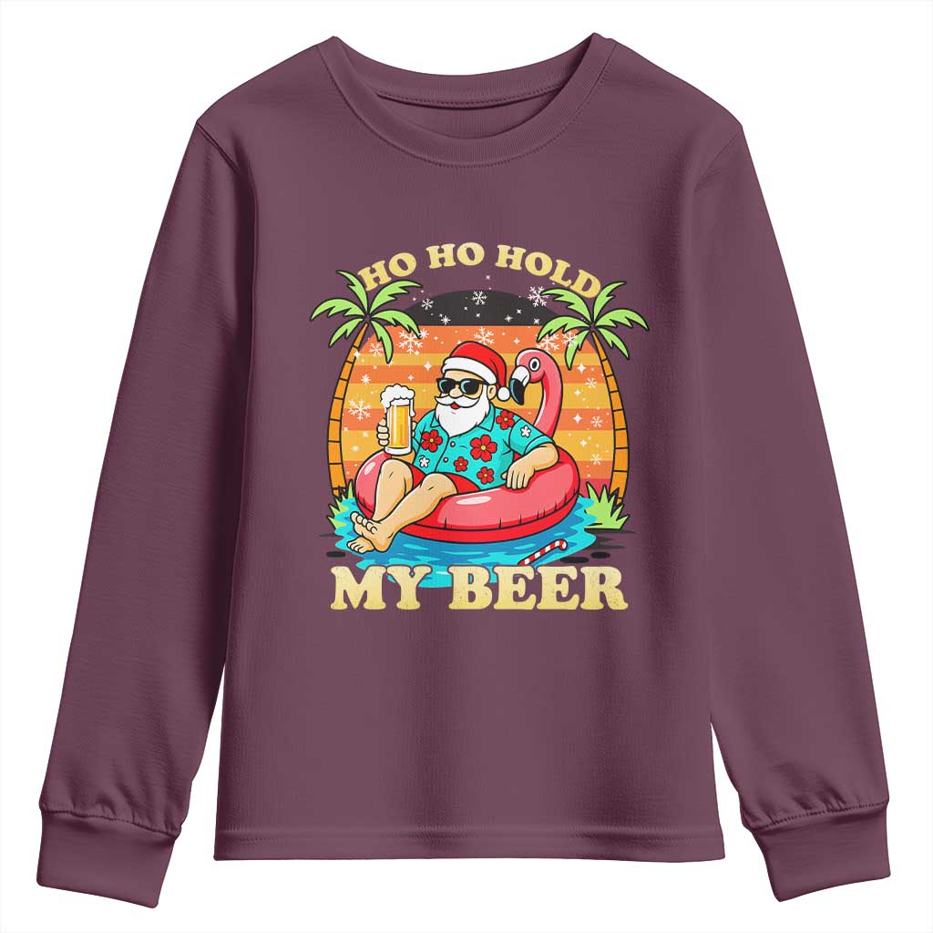 Santa Beer Christmas Youth Sweatshirt Ho Ho Ho My Beer - Wonder Print Shop