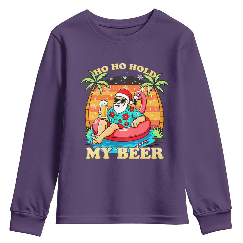 Santa Beer Christmas Youth Sweatshirt Ho Ho Ho My Beer - Wonder Print Shop