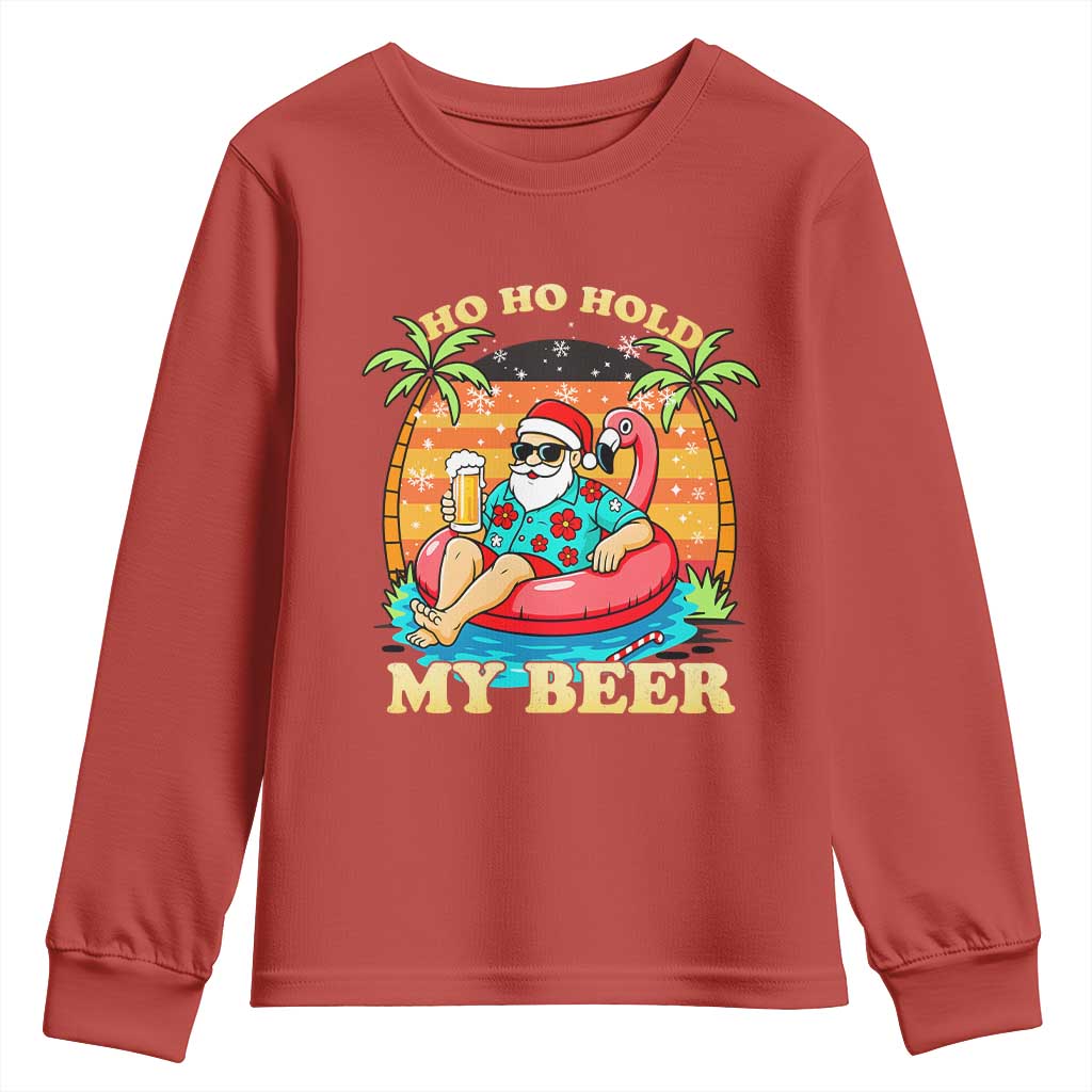 Santa Beer Christmas Youth Sweatshirt Ho Ho Ho My Beer - Wonder Print Shop