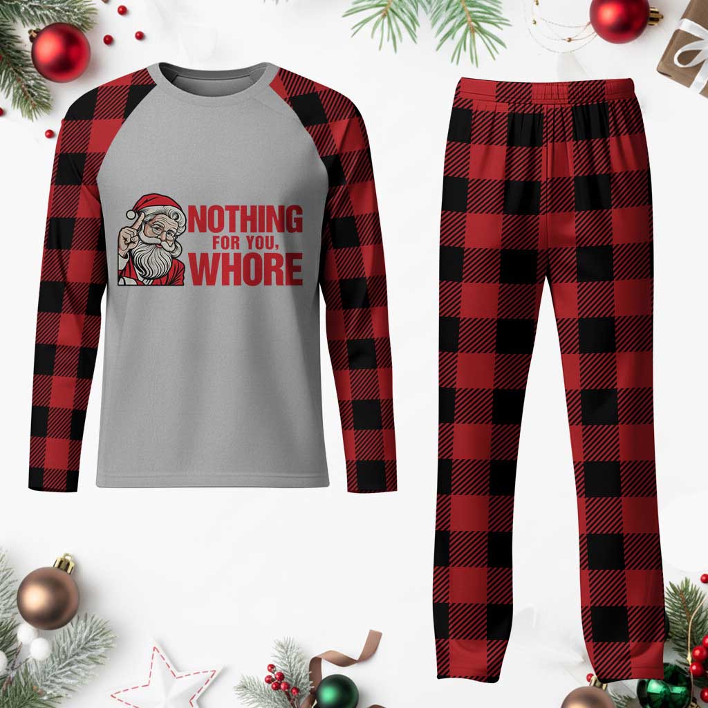 Santa Christmas Meme Plaid Pajama Set Nothing For You Whore - Wonder Print Shop