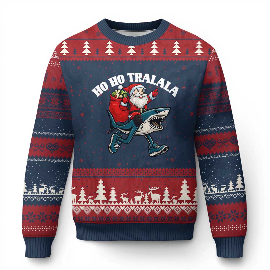 Tralalero Tralala Xmas Meme Ugly Christmas Sweater Santa Xmas Ho Ho Ho - Wonder Print Shop