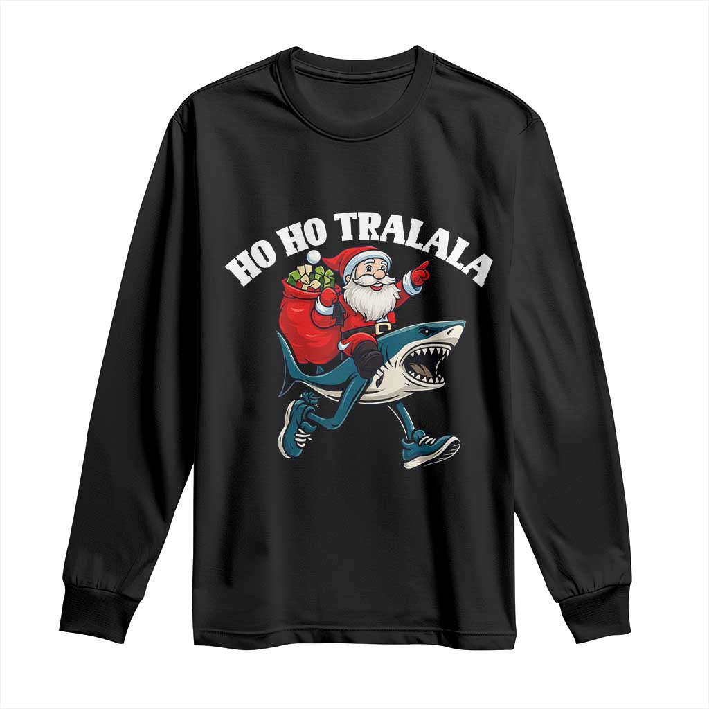 Tralalero Tralala Christmas Meme Long Sleeve Shirt Santa Xmas Ho Ho Ho - Wonder Print Shop
