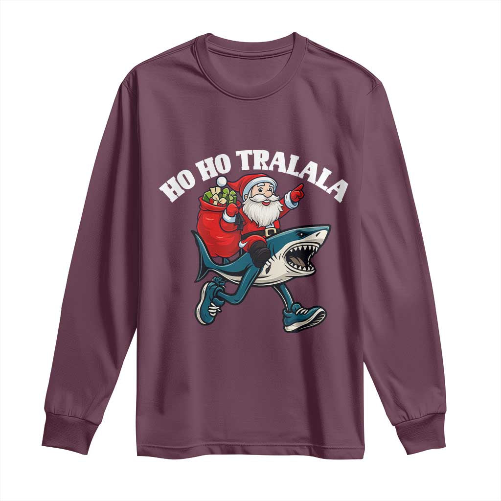 Tralalero Tralala Christmas Meme Long Sleeve Shirt Santa Xmas Ho Ho Ho - Wonder Print Shop