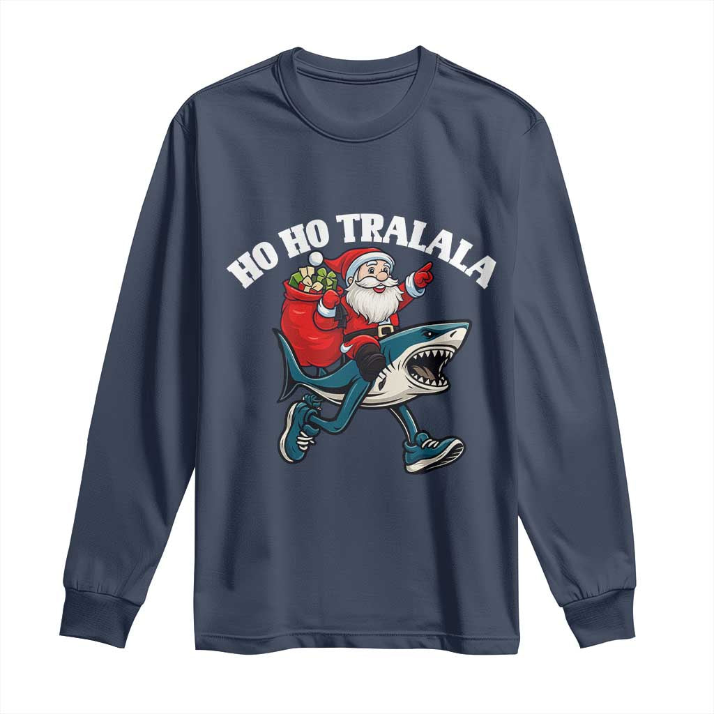 Tralalero Tralala Christmas Meme Long Sleeve Shirt Santa Xmas Ho Ho Ho - Wonder Print Shop