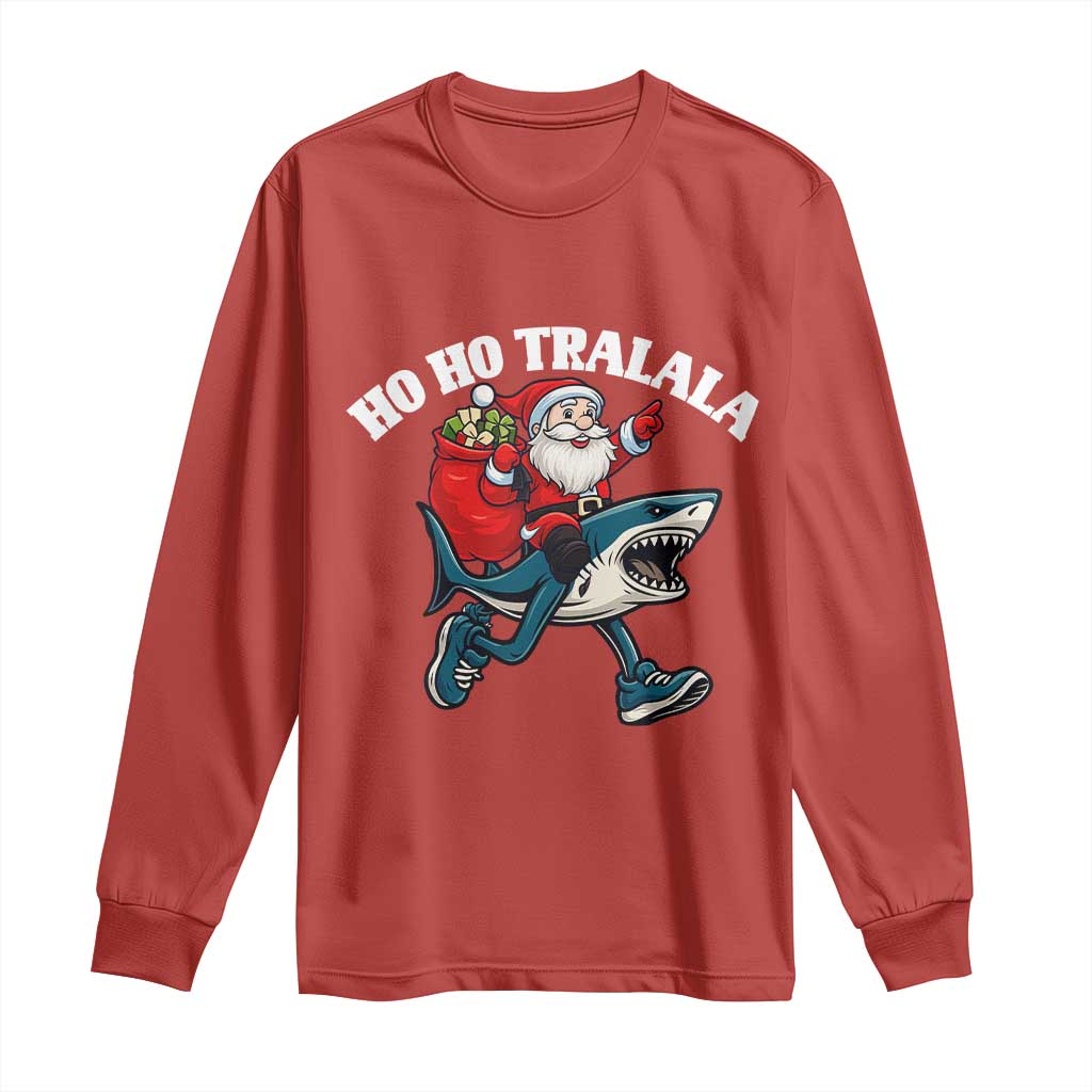 Tralalero Tralala Christmas Meme Long Sleeve Shirt Santa Xmas Ho Ho Ho - Wonder Print Shop
