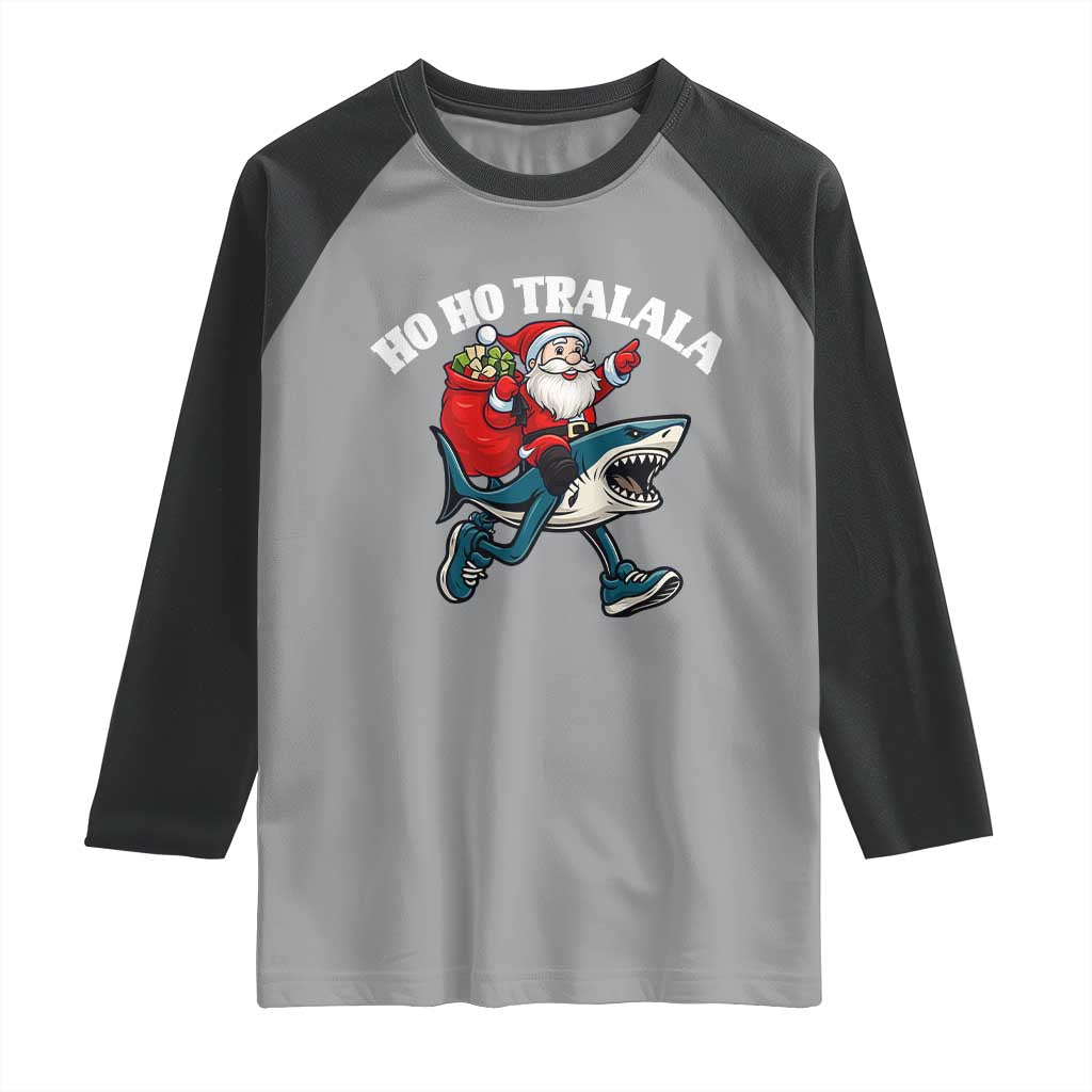 Tralalero Tralala Christmas Meme Raglan Shirt Santa Xmas Ho Ho Ho - Wonder Print Shop