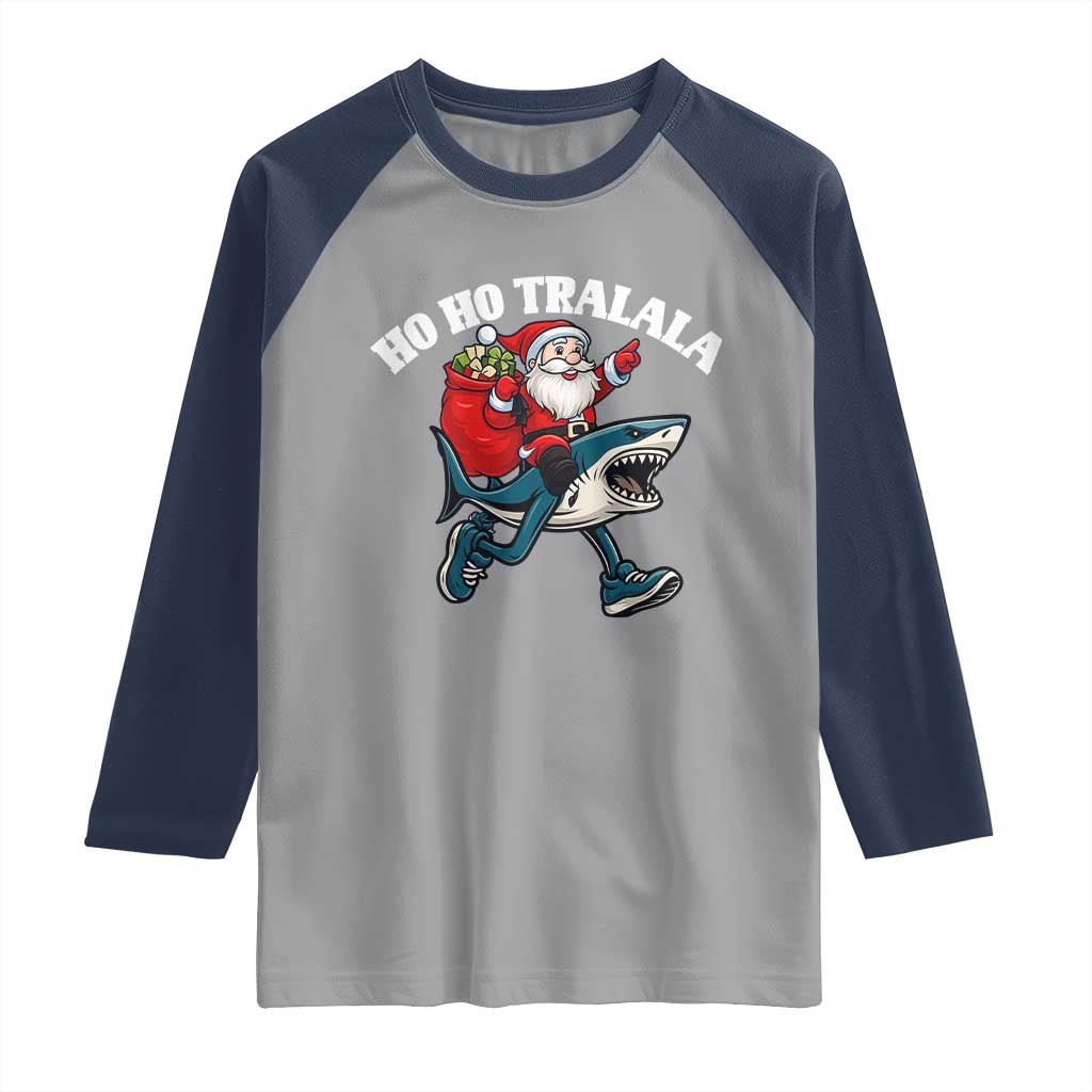 Tralalero Tralala Christmas Meme Raglan Shirt Santa Xmas Ho Ho Ho - Wonder Print Shop