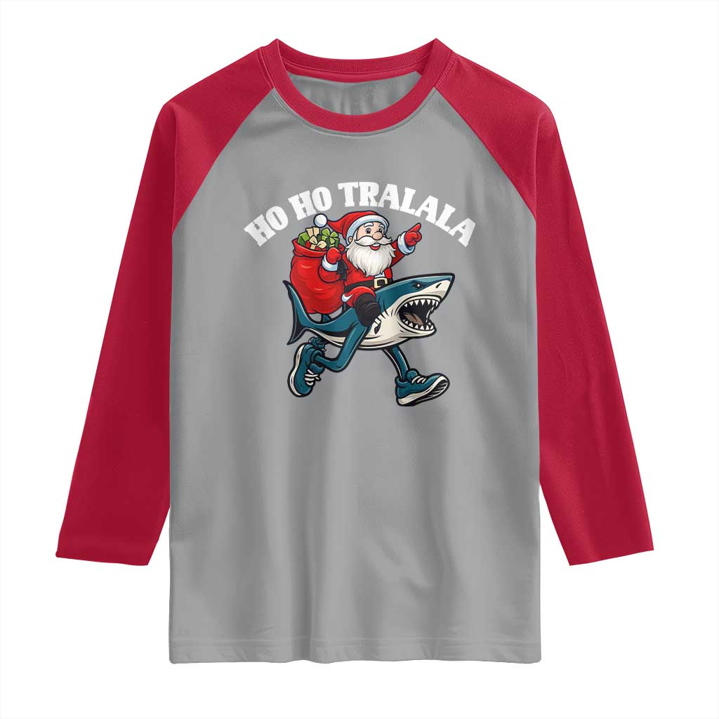 Tralalero Tralala Christmas Meme Raglan Shirt Santa Xmas Ho Ho Ho - Wonder Print Shop