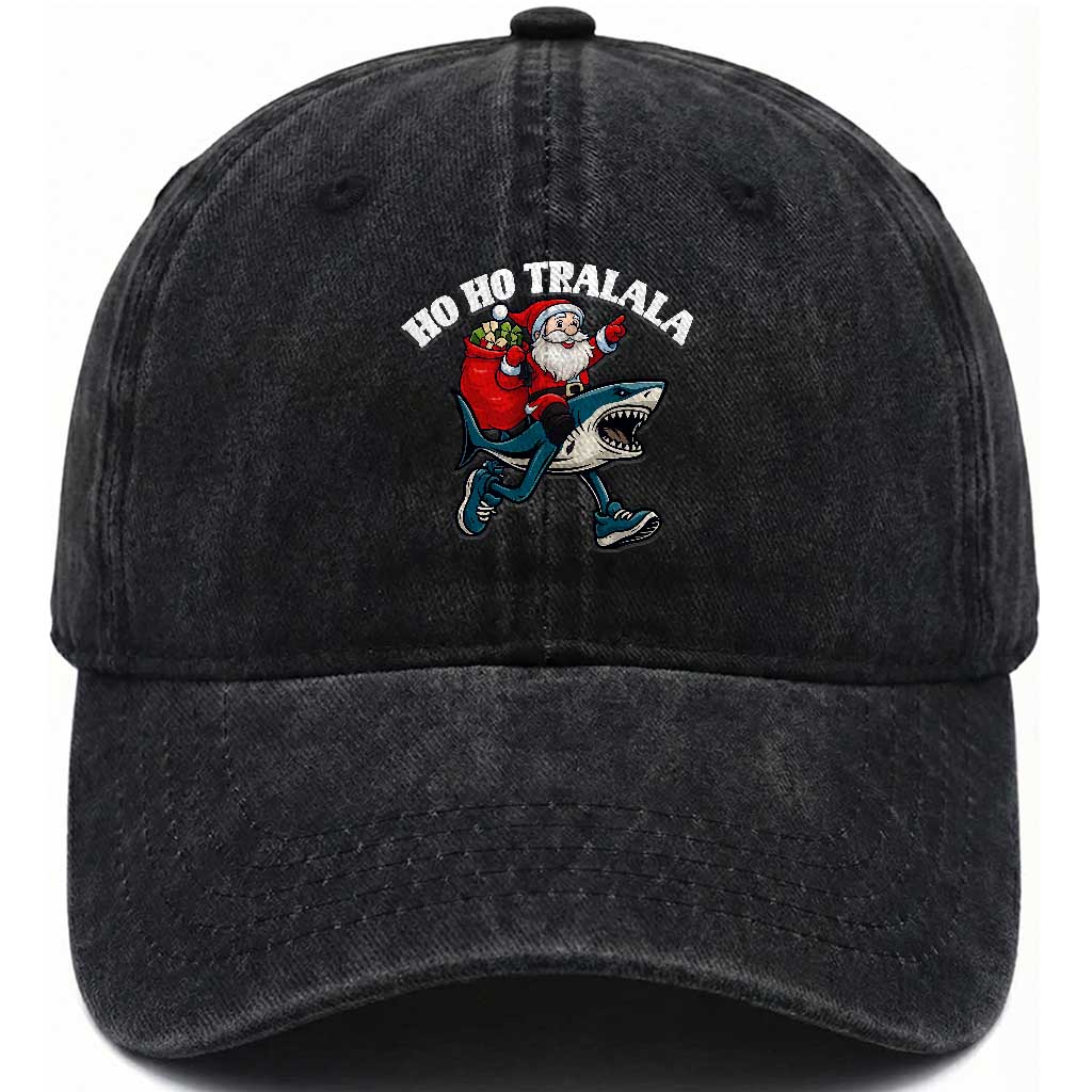 Tralalero Tralala Christmas Meme Washed Cotton Baseball Cap Santa Xmas Ho Ho Ho