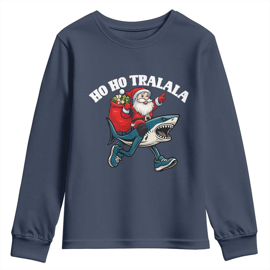 Tralalero Tralala Christmas Meme Youth Sweatshirt Santa Xmas Ho Ho Ho - Wonder Print Shop