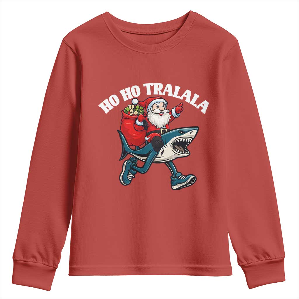 Tralalero Tralala Christmas Meme Youth Sweatshirt Santa Xmas Ho Ho Ho - Wonder Print Shop