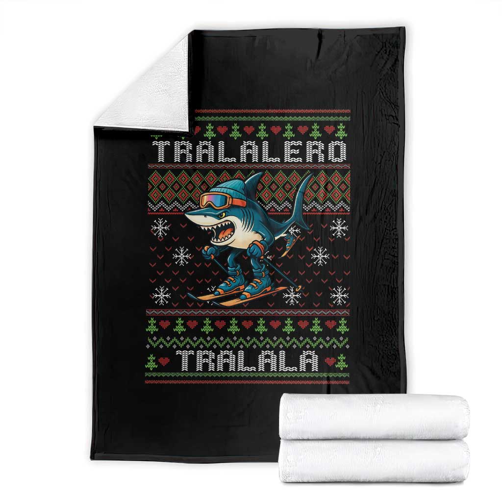 Tralalero Tralala Christmas Meme Throw Blanket Snowboard Ugly Xmas - Wonder Print Shop