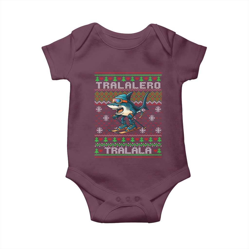 Tralalero Tralala Christmas Meme Baby Onesie Snowboard Ugly Xmas - Wonder Print Shop