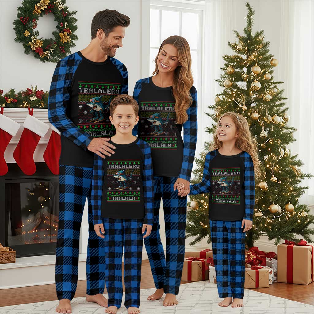 Tralalero Tralala Christmas Meme Plaid Pajama Set Snowboard Ugly Xmas - Wonder Print Shop