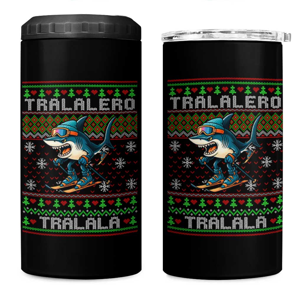 Tralalero Tralala Christmas Meme 4 in 1 Can Cooler Tumbler Snowboard Ugly Xmas