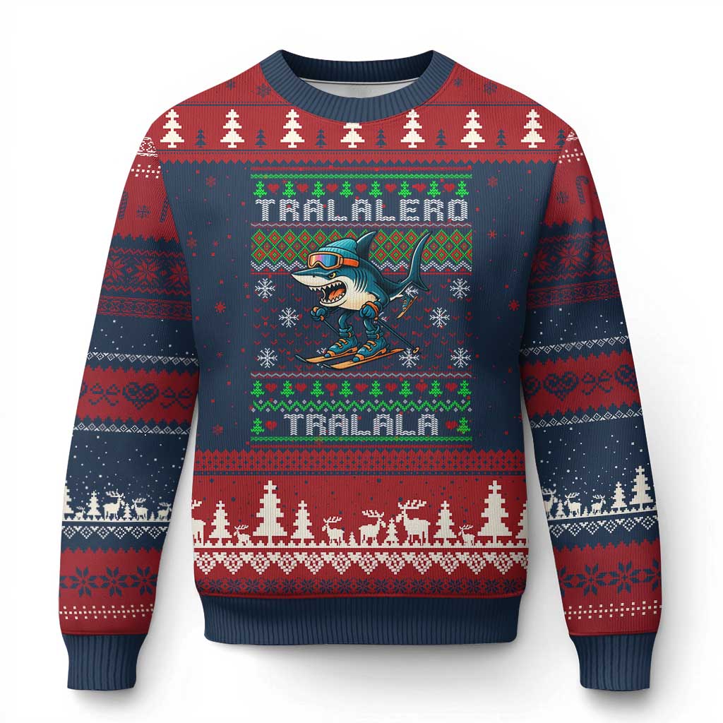 Tralalero Tralala Xmas Meme Ugly Christmas Sweater Snowboard Ugly Xmas - Wonder Print Shop