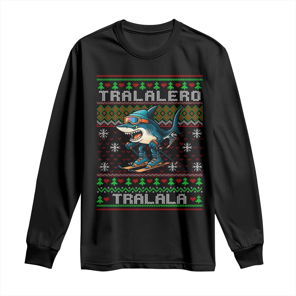 Tralalero Tralala Christmas Meme Long Sleeve Shirt Snowboard Ugly Xmas - Wonder Print Shop