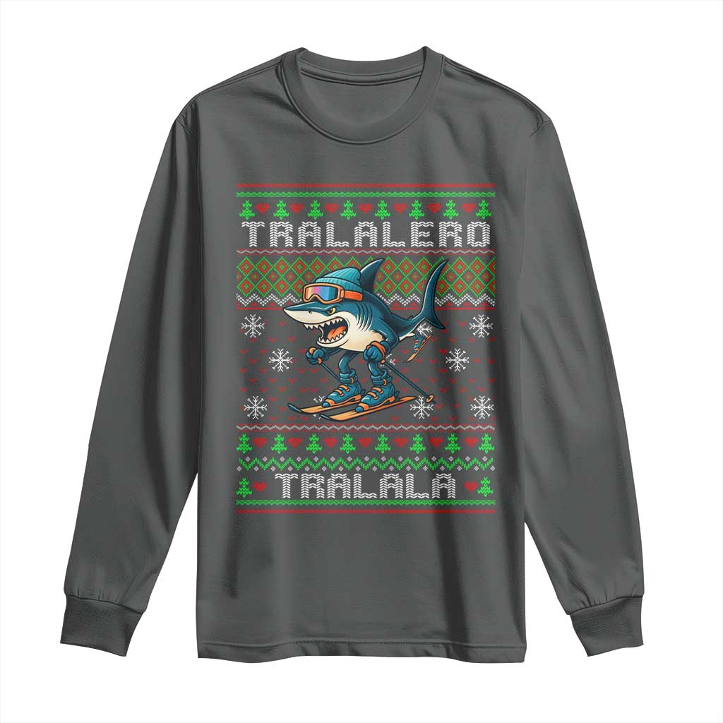 Tralalero Tralala Christmas Meme Long Sleeve Shirt Snowboard Ugly Xmas - Wonder Print Shop