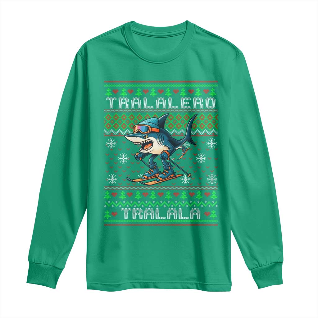 Tralalero Tralala Christmas Meme Long Sleeve Shirt Snowboard Ugly Xmas - Wonder Print Shop