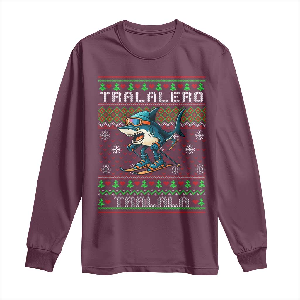 Tralalero Tralala Christmas Meme Long Sleeve Shirt Snowboard Ugly Xmas - Wonder Print Shop