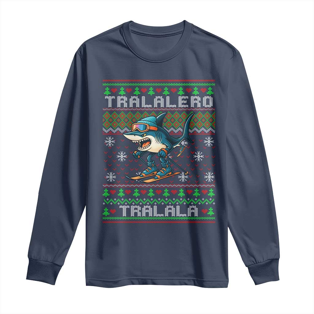 Tralalero Tralala Christmas Meme Long Sleeve Shirt Snowboard Ugly Xmas - Wonder Print Shop