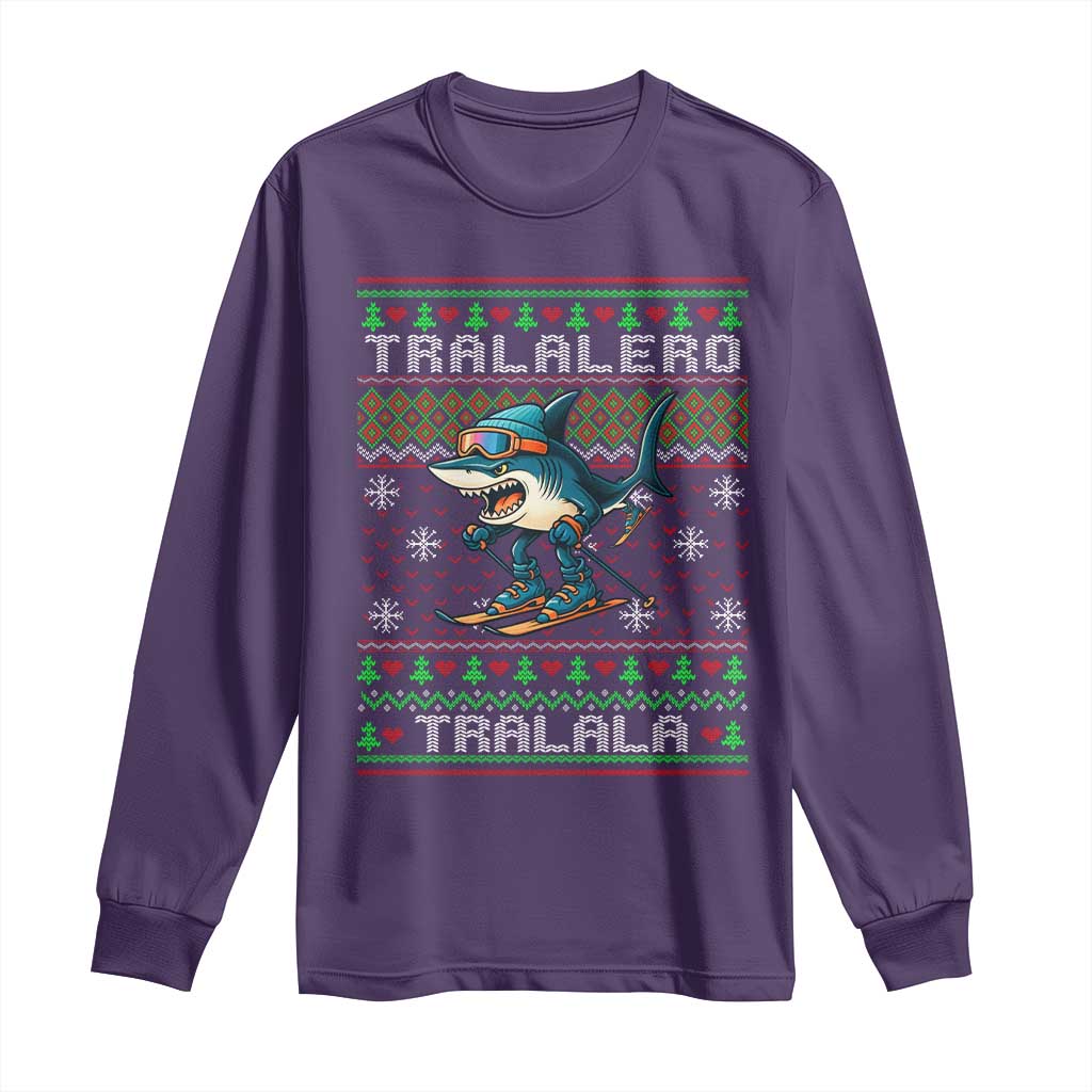 Tralalero Tralala Christmas Meme Long Sleeve Shirt Snowboard Ugly Xmas - Wonder Print Shop