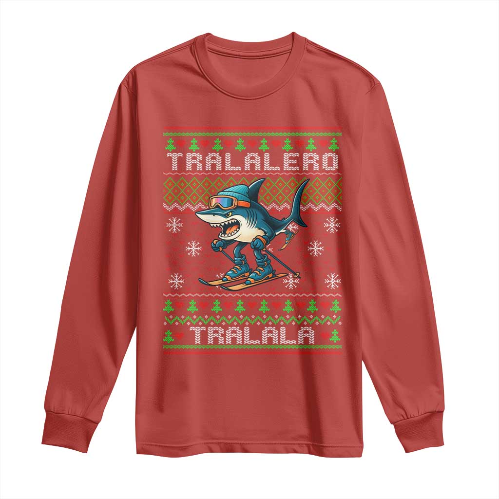 Tralalero Tralala Christmas Meme Long Sleeve Shirt Snowboard Ugly Xmas - Wonder Print Shop