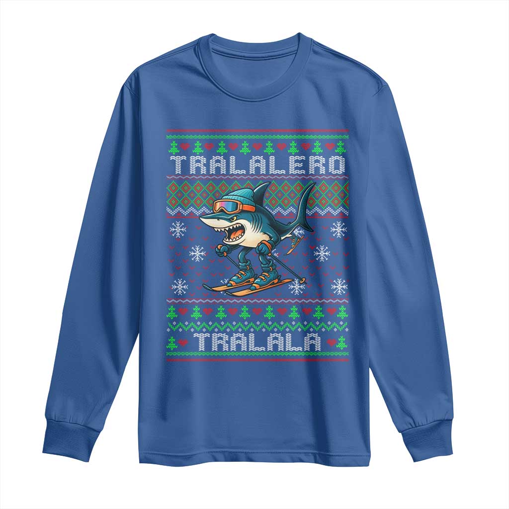 Tralalero Tralala Christmas Meme Long Sleeve Shirt Snowboard Ugly Xmas - Wonder Print Shop