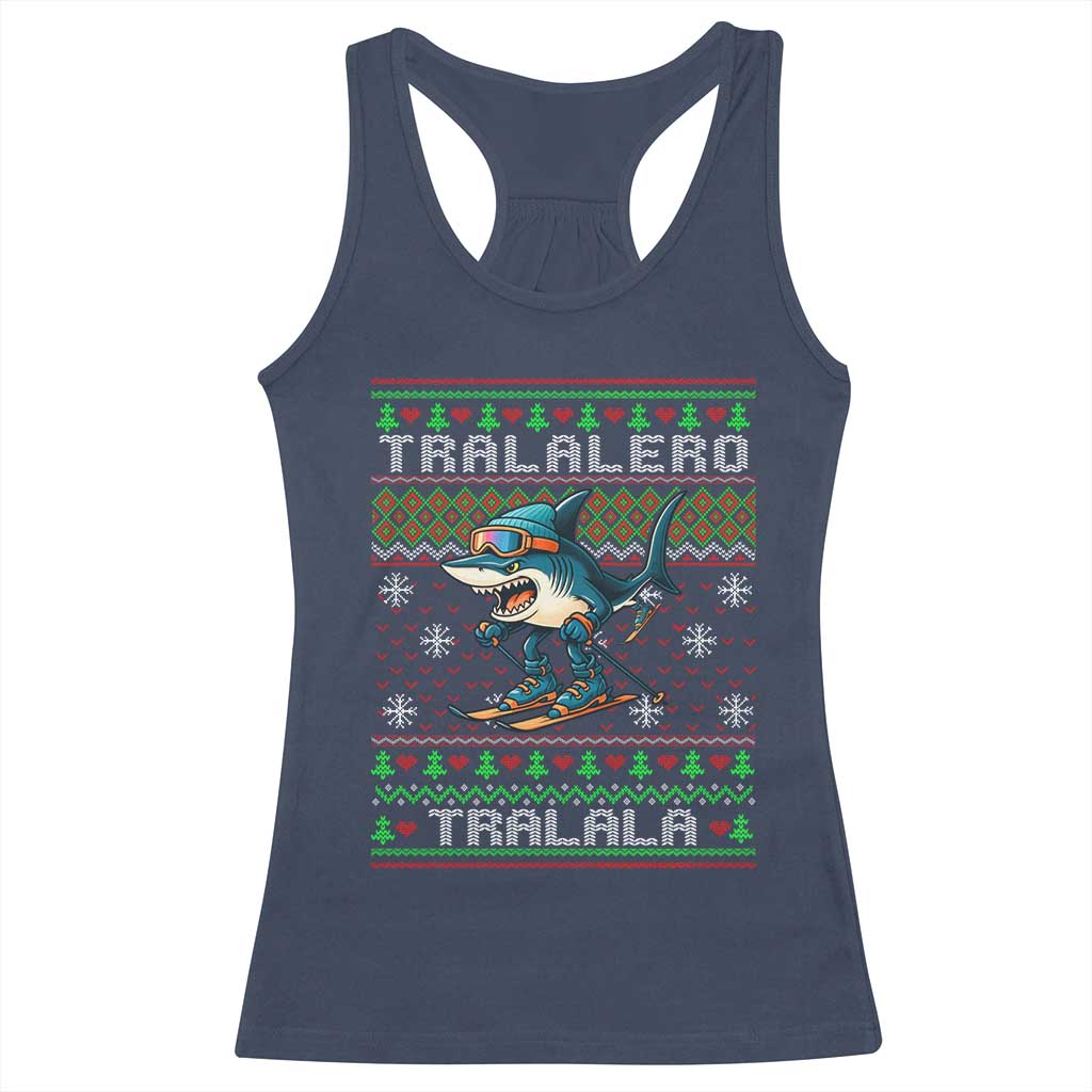 Tralalero Tralala Christmas Meme Racerback Tank Top Snowboard Ugly Xmas - Wonder Print Shop