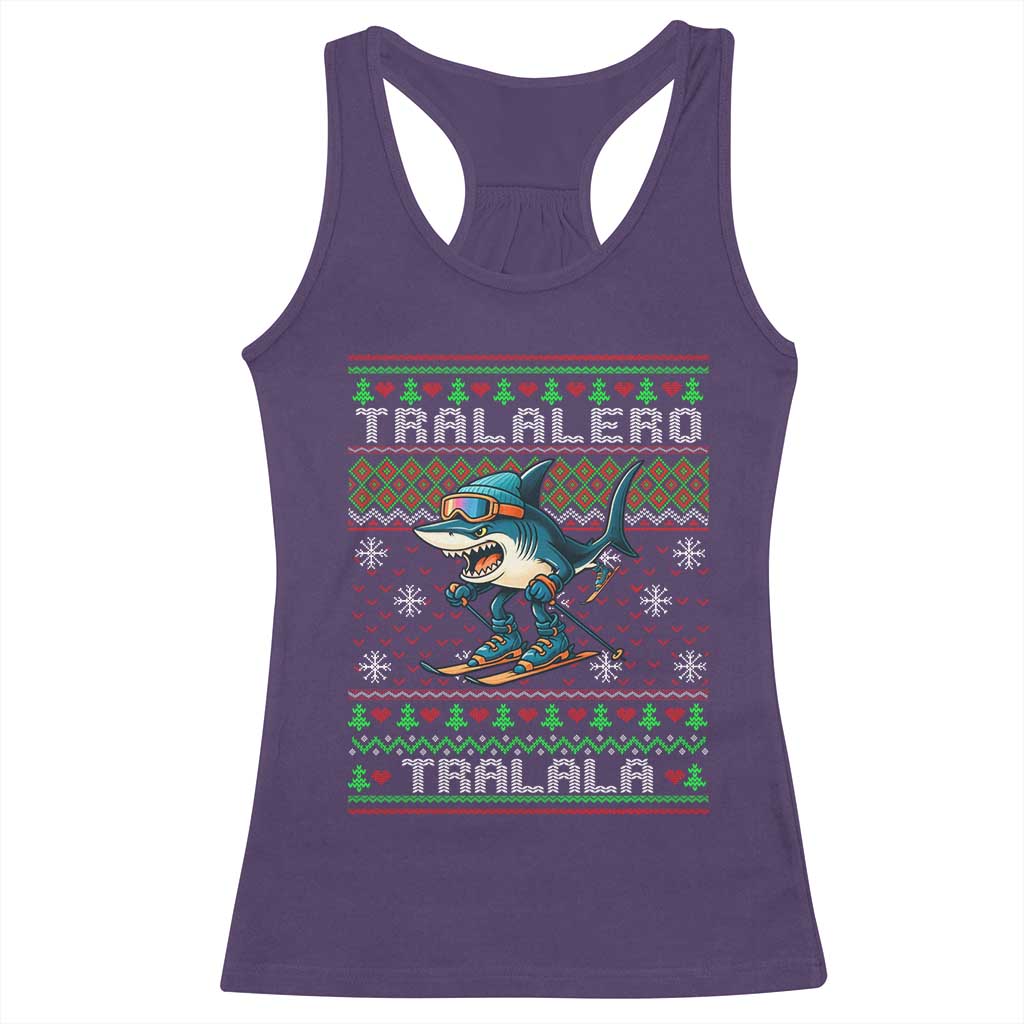 Tralalero Tralala Christmas Meme Racerback Tank Top Snowboard Ugly Xmas - Wonder Print Shop