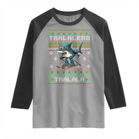 Tralalero Tralala Christmas Meme Raglan Shirt Snowboard Ugly Xmas - Wonder Print Shop