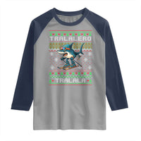 Tralalero Tralala Christmas Meme Raglan Shirt Snowboard Ugly Xmas - Wonder Print Shop