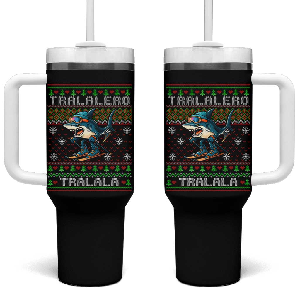 Tralalero Tralala Christmas Meme Tumbler With Handle Snowboard Ugly Xmas