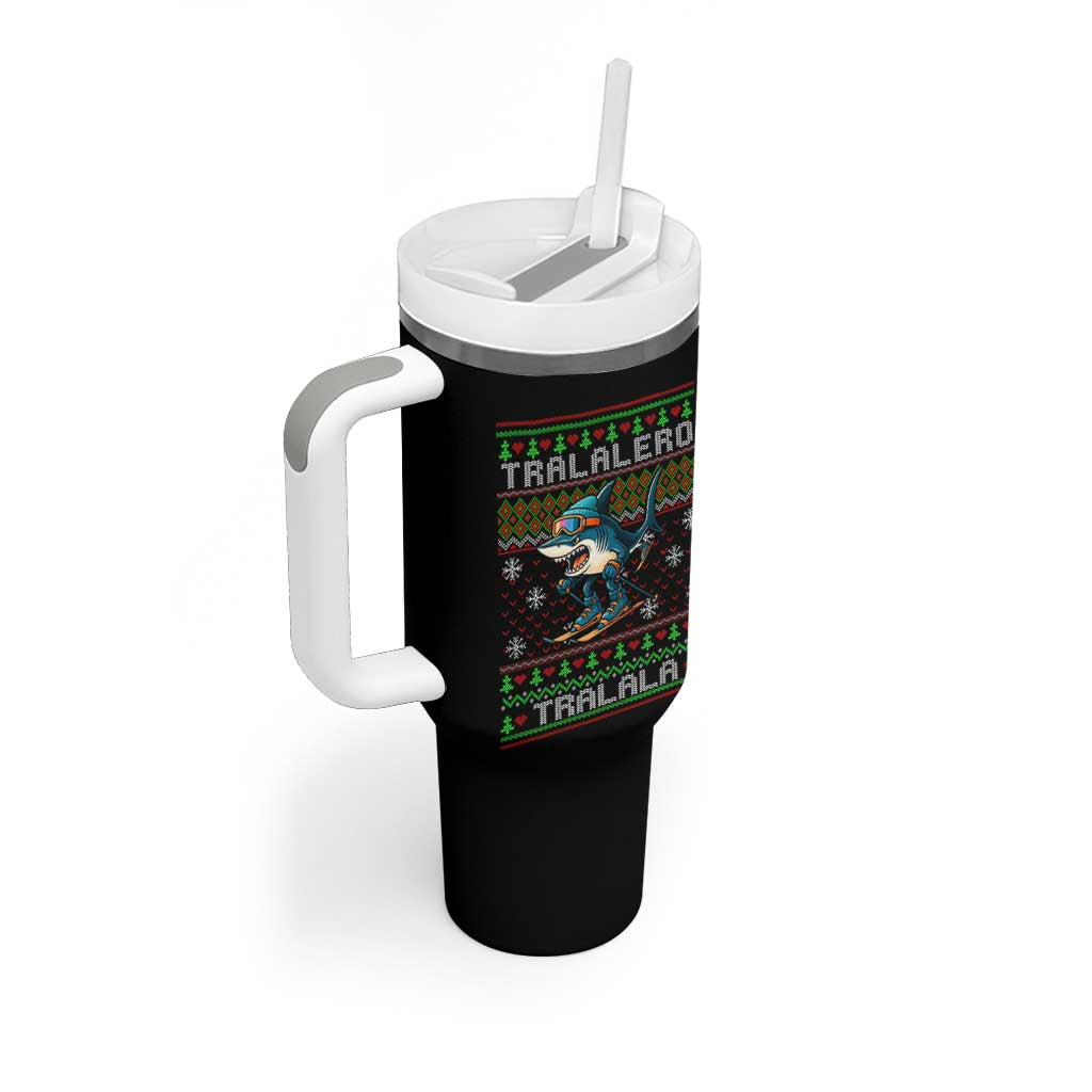 Tralalero Tralala Christmas Meme Tumbler With Handle Snowboard Ugly Xmas