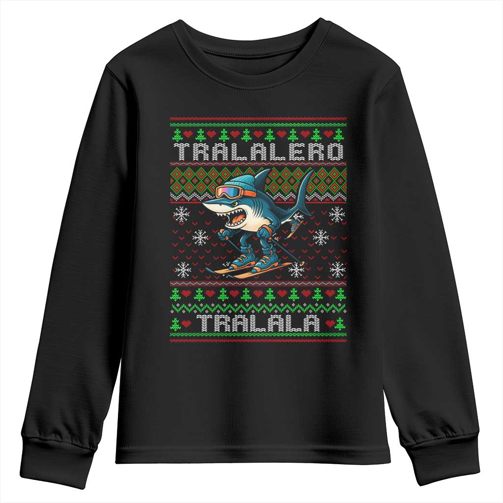 Tralalero Tralala Christmas Meme Youth Sweatshirt Snowboard Ugly Xmas - Wonder Print Shop
