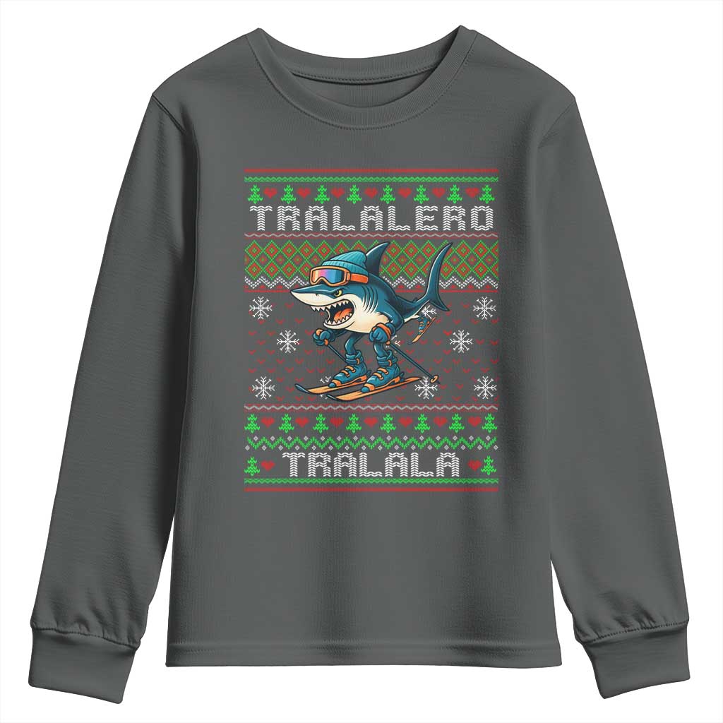 Tralalero Tralala Christmas Meme Youth Sweatshirt Snowboard Ugly Xmas - Wonder Print Shop
