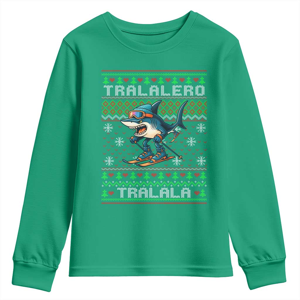 Tralalero Tralala Christmas Meme Youth Sweatshirt Snowboard Ugly Xmas - Wonder Print Shop