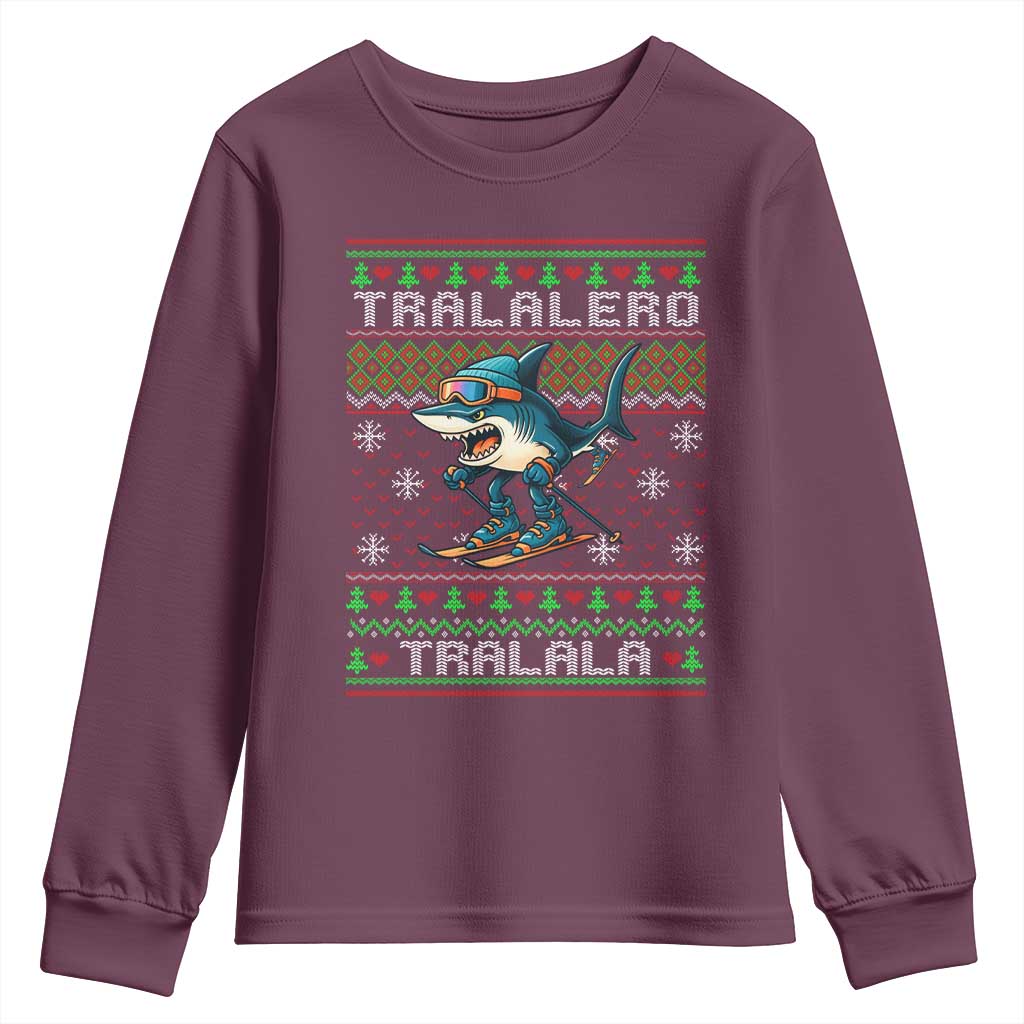 Tralalero Tralala Christmas Meme Youth Sweatshirt Snowboard Ugly Xmas - Wonder Print Shop