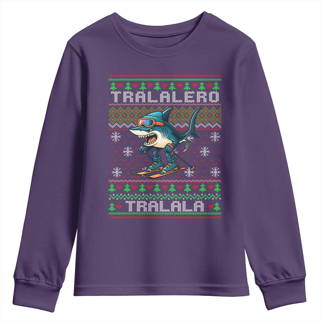 Tralalero Tralala Christmas Meme Youth Sweatshirt Snowboard Ugly Xmas - Wonder Print Shop