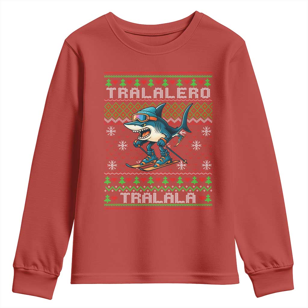 Tralalero Tralala Christmas Meme Youth Sweatshirt Snowboard Ugly Xmas - Wonder Print Shop