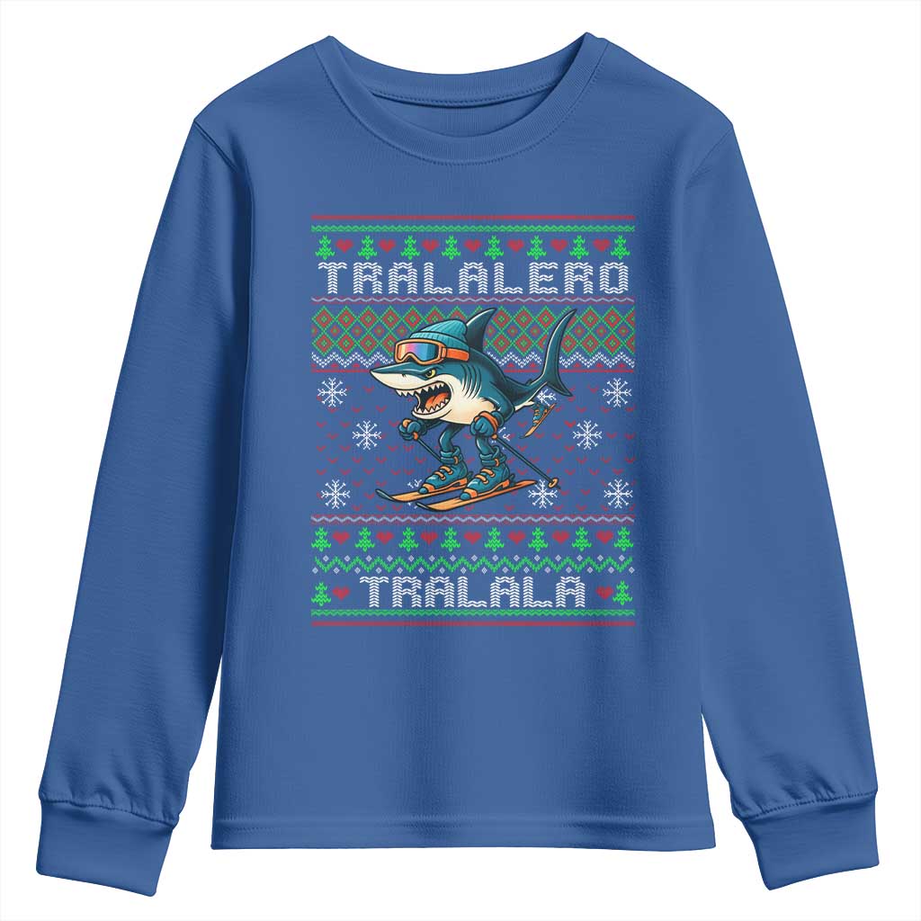Tralalero Tralala Christmas Meme Youth Sweatshirt Snowboard Ugly Xmas - Wonder Print Shop