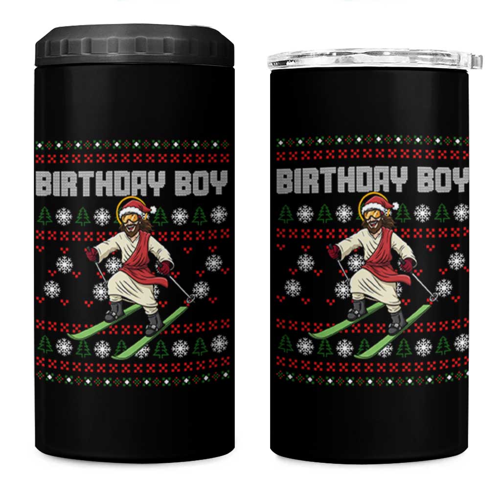 Jesus Christmas Meme 4 in 1 Can Cooler Tumbler Snowboard Birthday Boy Ugly Xmas
